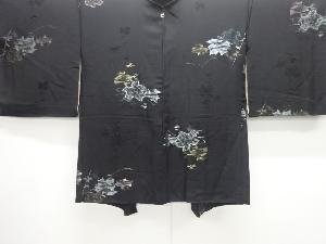 抽象葉模様織り出し一つ紋羽織